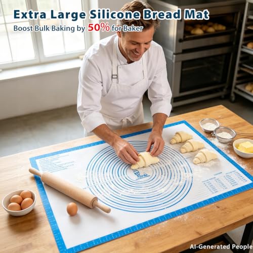 XXL-Large Pastry Mat For Rolling Dough: 36 X 24 Inch Silicone Baking Mat - color: Blue, size: 36"L x 24"W
