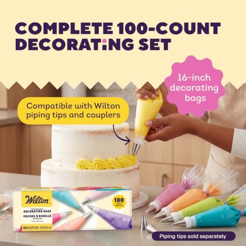 Wilton Easy-Grab Disposable Decorating Bags, 16 in., 100-Count - size: 16 inch (100 PC)