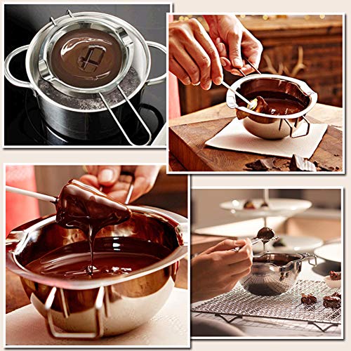 Double Boiler Stainless Steel Pot for Melting Chocolate, Candy and Candle Making (18/8 Steel, 2 Cup Capacity, 480ML) - size: 480ML