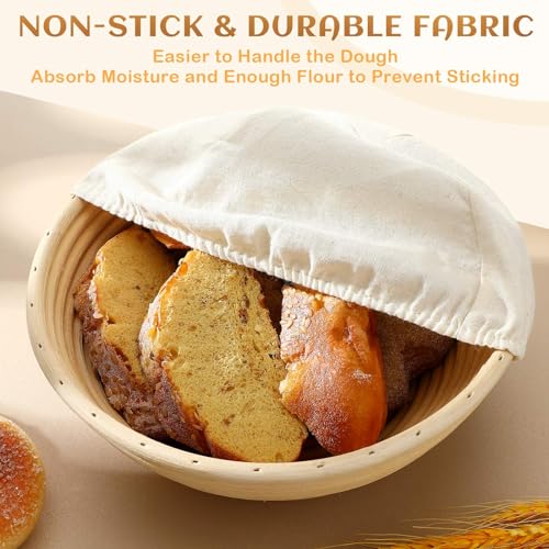 Boao 6 Pcs Bread Banneton Proofing Basket Liner Cloth Cover, Round, 10" - color: Round, size: 10 Inch