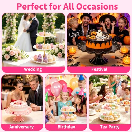 68 Pack Dessert Table Display Set, Tiered Round Cupcake Stands - color: Black