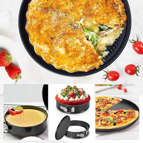 9 Inch Springform Pan Baking Pans Round Leakproof Nonstick Removable Bottom Bakeware for Cake, Cheesecakes, Pizza, and Quiches - size: 9 Inch
