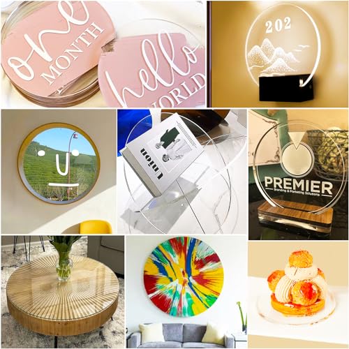 2 Pieces 1/4" Clear Circle Acrylic Sheet,8 Inch Diameter Plexiglass Sheets Round for Cake Discs,Plexiglass Table Top, Backdrops and DIY Display Projects Craft - size: 8 Inch Diameter, 1/4" Thick