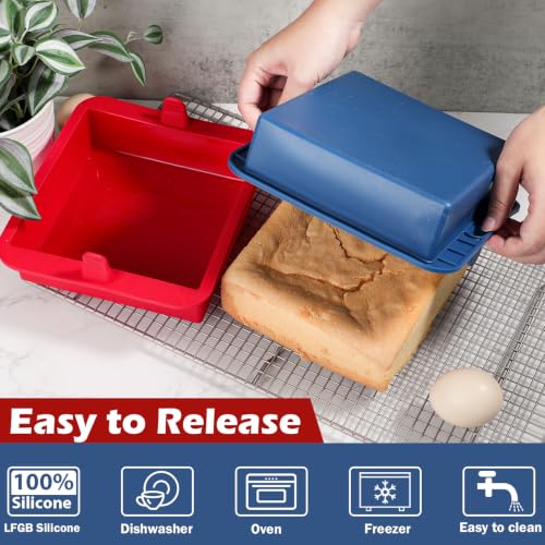 Webake 6 inch Air Fryer Square Cake Pan, Nonstick Platinum Silicone Brownie Pan Wih Handle, BPA Free Set of 2 - size: 6x6 Inch