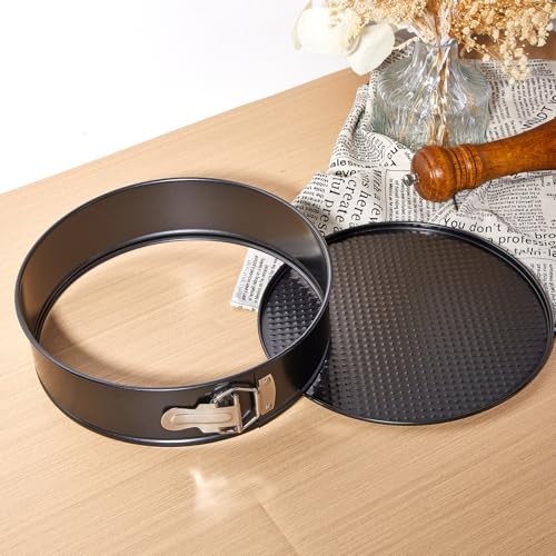 4 Pcs 10 Inch Nonstick Springform Cheesecake Pan with Removable Bottom - color: Black, size: 10 Inch