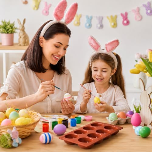8-Cavity Easter Egg Shape Silicone Molds, 2Pcs Non-Stick Silicone Egg Mold