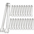20-Packs Mini Serving Tongs, Stainless Steel Small Appetizers Tongs, Metal Kitchen Tongs, Ice Sugar Tongs for Serving Food (5inch，Silver) - color: Silver
