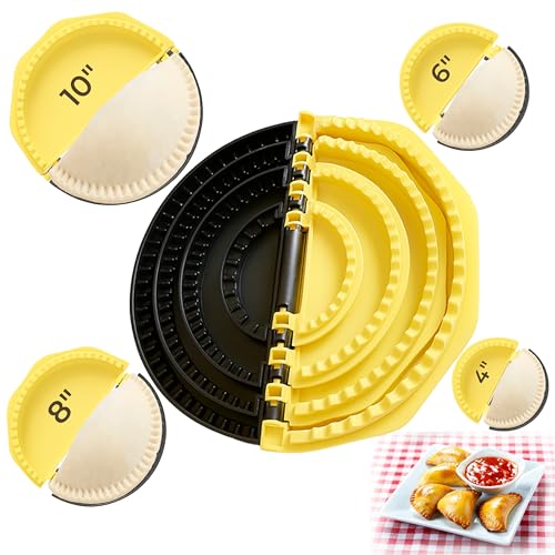 4-in-1 Adjustable Tortilla Sealer (10/8/6/4 Inch), Multi-Size Quesadilla Press & Food Crimper, Shark-Tooth Edge Tortilla Crimper for Burritos, Dumplings, Sandwiches, Empanadas & Wraps