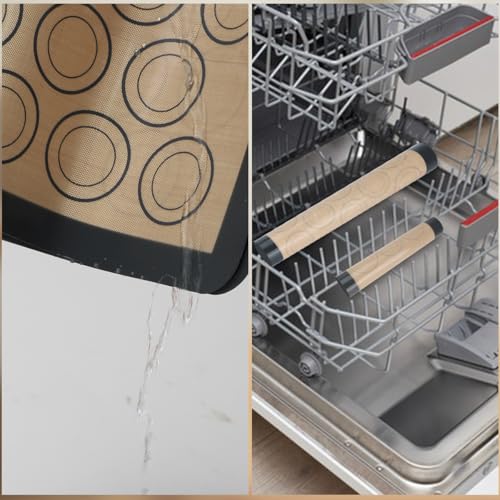 Silicone Baking Mat Macaron - Set of 3 (2 Half Sheet Liners and 1 Quarter Sheet), Non Stick Silicon Cookie Oven Liner For Macaroons, Bake Pans, Pizza, Toaster, Cake and Bread Making (Gray) - color: Gray