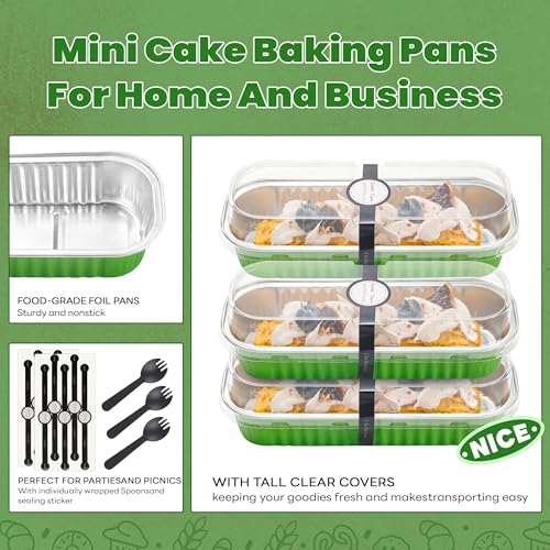 NPLUX Halloween Mini Cake Tins, 6.8oz 50 Pack Green for Parties - color: Green