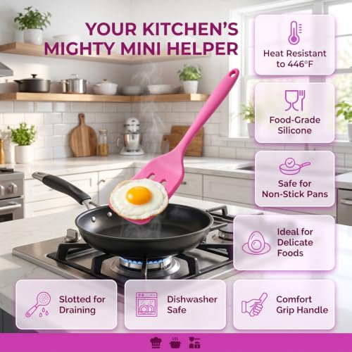 Small Silicone Spatula Set, Mini Spatula Heat Resistant for Serving, Baking - color: Pink