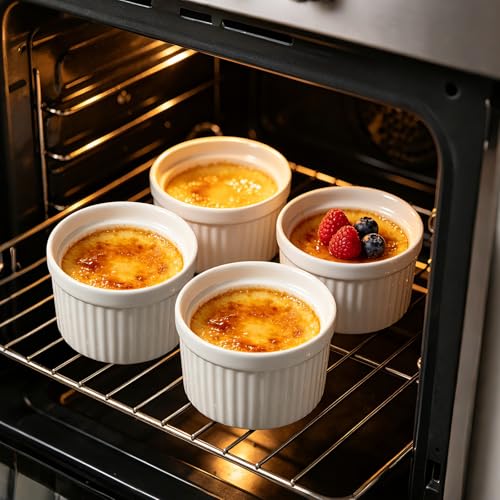 4 Pcs Ceramic Ramekins Oven Safe, Creme Brulee Ramekins（5 oz） - size: 5 OZ