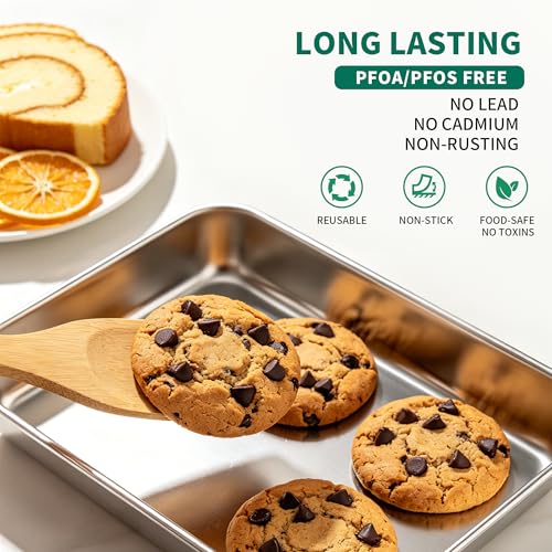 Stainless Steel Cookie Sheets for Baking Set of 3, Stainless Steel Baking Sheet, 9.3/12.5/16 Inch Sheet Pans, Non Stick, BPA Free, Dishwasher Safe, Durable and Easy Clean (Set of 3-9,12,16”) - size: Set of 3 - 9.3/12.5/16”
