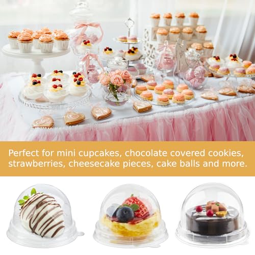 Zezzxu 100 Pack Mini Cake Containers with Lids, Clear Domes - color: Clear, style: 100 Pack