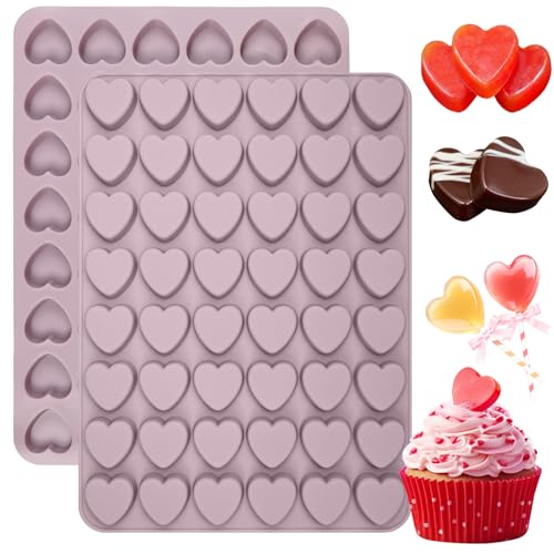 Heart Silicone Mold, 2 Pack Small Heart Chocolate Molds 96 Cavity - size: 48 Cavity Heart