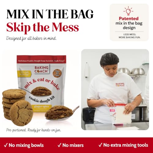 Baking Coach 2 Pack Mix & Eat or Bake Cookies - Edible Cookie Dough Mix Kit - color: 3 Pack Ginger Spice Oatmeal