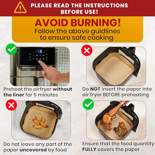 Air Fryer Liners Disposable 600 Pcs, 8" Square Non-Stick Parchment Sheets - color: 8" Square, size: 600 pcs