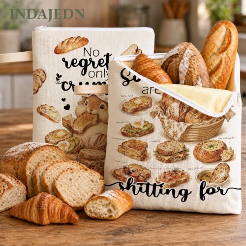 Funny Squirrel Sourdough Gift Beeswax Bread Bags 2 Pack XL 13x17in - color: Funny Squirrel 02