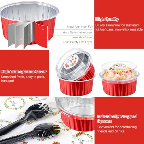 Red Mini Cake Pans with Lids, 5oz Round Mini Loaf Pan ZOXILEN 60Pack - color: Red 60pcs