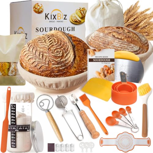 Sourdough Starter Kit with Round & Oval Banneton Bread Proofing Basket