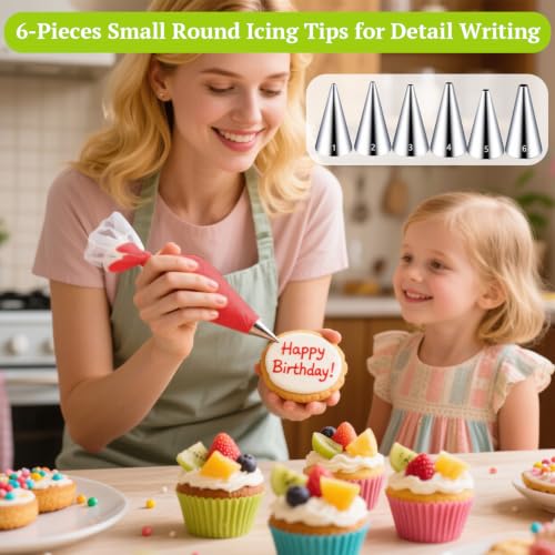 Suuker Round Piping Tips Set, 6-Piece Cake Decorating Tips