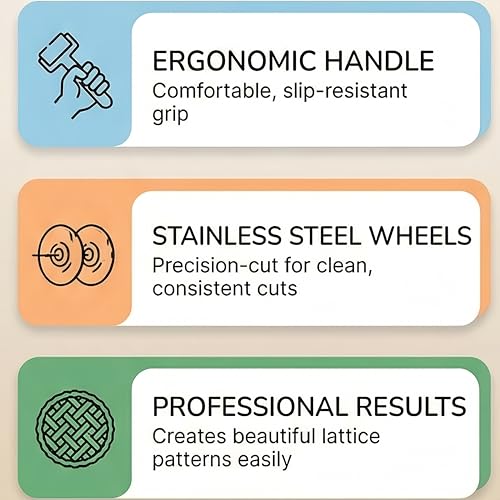 Pastry Lattice Roller Cutter 45mm Wheel Diameter 190mm Length ABS Material for Pie Crust Design Baking Tool Cutting Efficiency Home Bakers Saving Time in Dessert Preparation