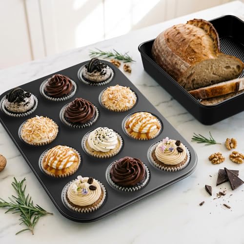 16-Piece Baking Pan Set, Nonstick Bakeware Set with Rack, Baking Sheet Set - size: 16PCS