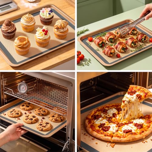 2PCS Silicone Baking Mat, Non Stick Reusable Baking Sheet for Oven – Cookie Candy Making Pastry Rolling Heat Resistant Silicone Mats for Baking, Red, 12 x 8 Inches - color: Dark gray