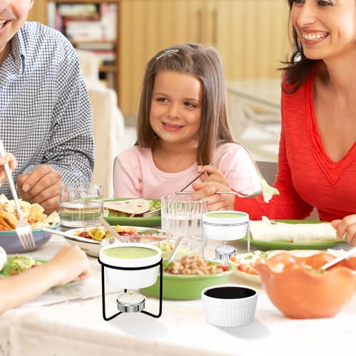 Treela 8 Pcs Ceramic Butter Warmers & 32 Tealight Candles, White and Black - color: White/Black