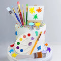 26 Pcs Art Cake Topper Paint Cake Decorations Painting Cake Toppers include Paint Pen Brush Painting Bucket Palette for Kids Birthday Baby Shower Art Themed Party Cake Decoration Supplies - style: Painting Cake Toppers