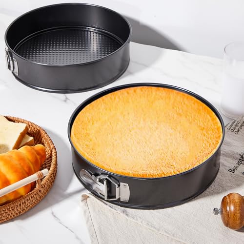 4 Pcs 10 Inch Nonstick Springform Cheesecake Pan with Removable Bottom - color: Black, size: 10 Inch