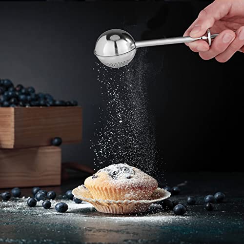 PIQUEBAR Flour Sifter - 5 Cup Fine Mesh Hand Crank Sifter Stainless Steel with Agitator Wire Loop for Baking, Powdered Sugar Duster Set - size: 5 Cup