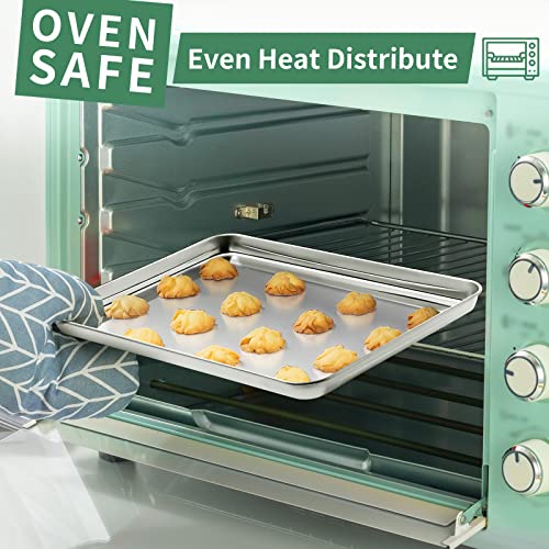 Baking Sheets Set of 2, HKJ Chef Cookie Sheets 2 Pieces & Stainless Steel Baking Pans & Toaster Oven Tray Pans, Rectangle Size 12.5Lx10Wx1H inch & Non Toxic & Healthy & Easy Clean - size: 12inch