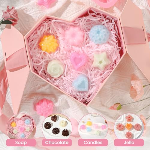 SJ Flower Silicone Mold Set, 3-Pack 12-Cavity Soap & Craft Molds - color: Pink+Purple+Blue / Flower Shape