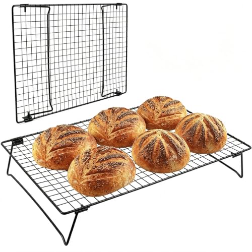 2 Pack Sourdough Cooling Rack, 17 x 11 x 3 Inch Heavy Duty Steel Cooling Racks for Sourdough, Elevated Design Stackable Tall Baking Racks, Wire Rack for Baking, Grilling Making Jerky - size: 17” x 11” x 3”-2 Pack(Elevated Design)