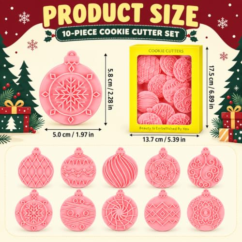 Christmas Cookie Cutter-10 Pieces Plastic Christmas Cookie Cutters and Stamps-Xmas Element Cookie Stamps,Light Bulb Shaped Biscuit Cutter Set. - style: Light bulb christmas cookie cutter