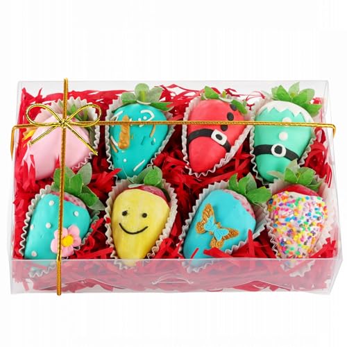 50PCS 8x5x2 Inch Clear Bakery Boxes with Window - Chocolate Covered Strawberries, Cookie, Cake, Brownie, Donut Boxes - color: Clear