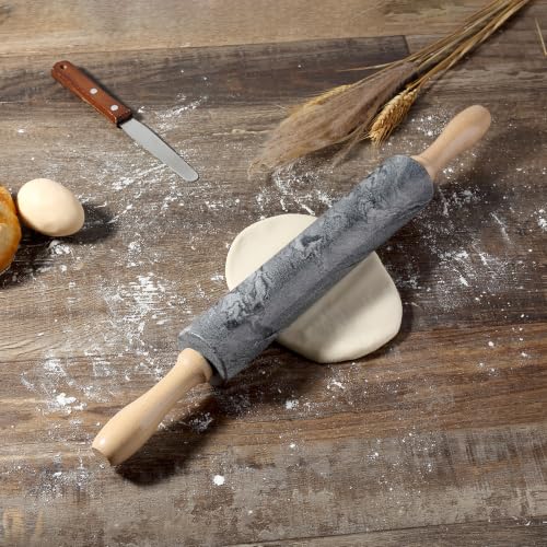 Marble Rolling Pin, Non-Stick Polished Dough Roller, Pasta, Dumpling, Ravioli, Fondant,Pie Crust, Kitchen Baking Pastry Tools Grey Marble - color: Gray Marble