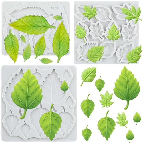 Leaf Silicone Mold Maple Rose Leaf Fondant Molds Set of 3 - color: Style F
