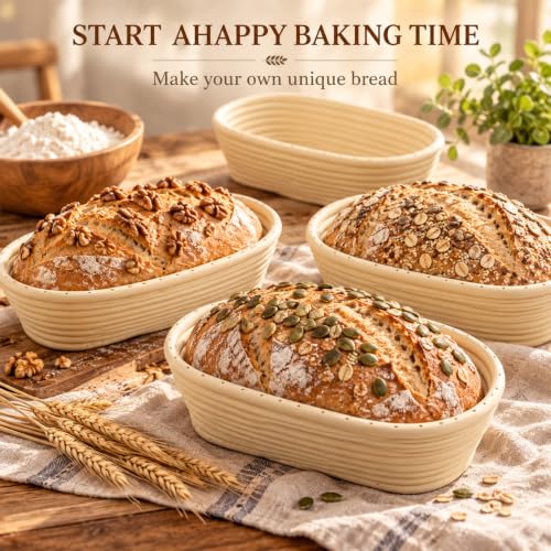 10 Pack Oval Banneton Bread Proofing Basket, 10in Sourdough Banneton Basket