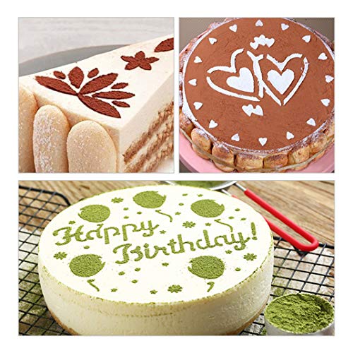 iSuperb 4 Pieces Cake Top Stencils Cookie/Cake Decorating Painting Templates Baking Tool for Cupcake Wedding Cake Fondant Impression, Wedding Birthday Party Cake Decoration Supplies