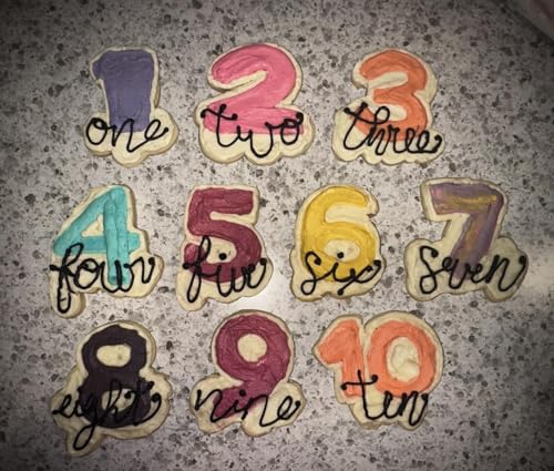 LUBTOSMN 10 Pcs Large Number Cookie Cutter Set with Word, Dishwasher-Safe