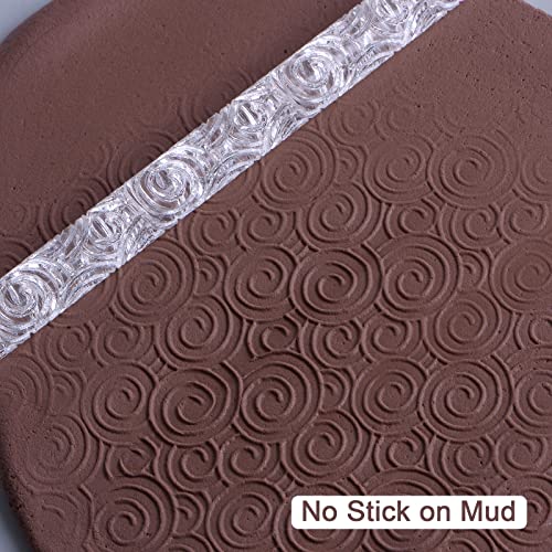 HARFINGTON Acrylic Embossed Rolling Pin 6.3 Inch Snail Shell 3D Pattern Acrylic Non-Stick Roller Fondant Embossing Clay Rolling Pin Textured for Baking Cookie Pastry Clay Dough - style: Snail Shell Pattern