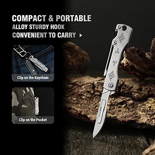 ITOKEY Folding Scalpel Knife, Replaceable Blade EDC Knife with Opener