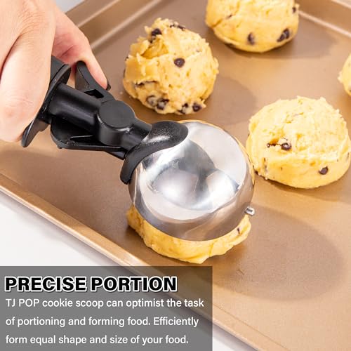 Ice Cream Scoop with Trigger, 6 Tbsp Cookie Scoop for Baking, 3 Oz Cookie dough Scooper, Large Ice Cream Scooper, Stainless Steel Portion Scoop, 90 ml - size: 6 tsp (70 mm)