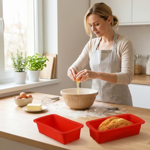 8 Pcs Silicone Bread Loaf Pan Set, Silicone Loaf Pan for Baking Bread