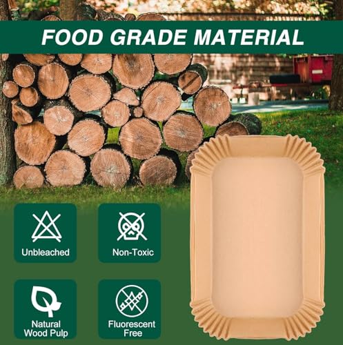 Air Fryer Disposable Paper Liners for Ninja Dual Airfryer Accessories, Non-Stick Parchment Rectangular for Baking, Oil Proof, Water Proof, for Microwave Oven (150PCS, 8.6in x 5.5in） - size: Rectangle-8.6 x 5.5''-150PCS