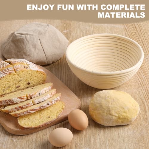 Banneton Bread Proofing Basket, 2 Pack 9inch Round Sourdough Banneton Baskets, Banneton Bread Basket for Sourdough Baking Supplies - size: 9Inch