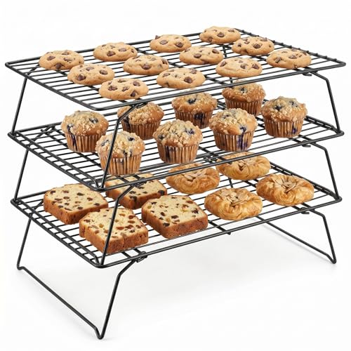 Cooling Rack for Baking, 3-Tier Stackable Wire Rack 10"x15.8" - color: Cooling rack*3