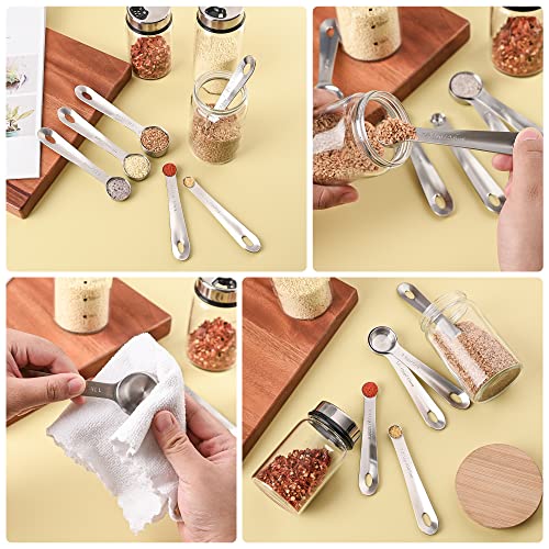 Measuring Spoons Set 6 with Flat Bottom for Dry & Liquid - color: Siliver, size: C: 6spoons